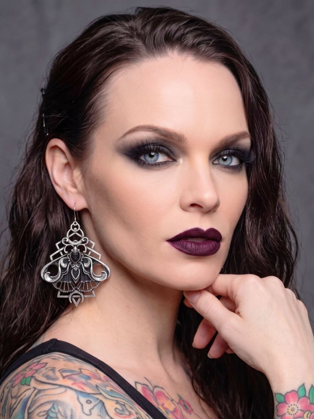 Killstar Nightfly Earrings Silver Gothic Death Moth Skull Crescent Moon Hooks